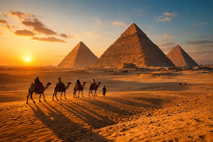 pyramids of giza at sunrise – egypt travel guide